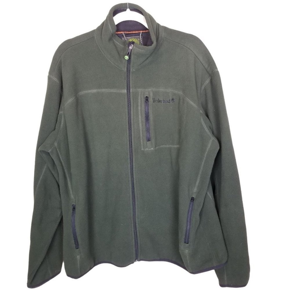 Timberland Mens XL Green Fleece High Neck Full Zip